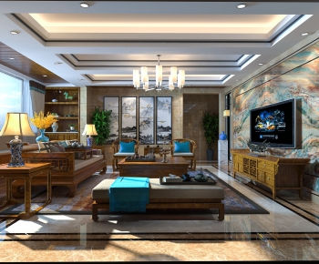 New Chinese Style A Living Room-ID:351241945