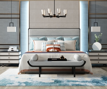 New Chinese Style Double Bed-ID:624365813