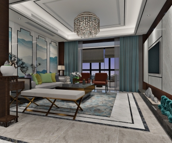 New Chinese Style A Living Room-ID:794119168