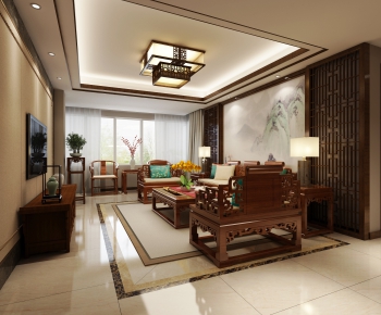 New Chinese Style A Living Room-ID:180237818