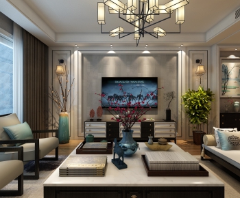 New Chinese Style A Living Room-ID:251422217