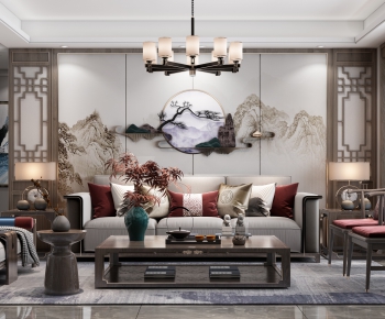 New Chinese Style A Living Room-ID:169629292