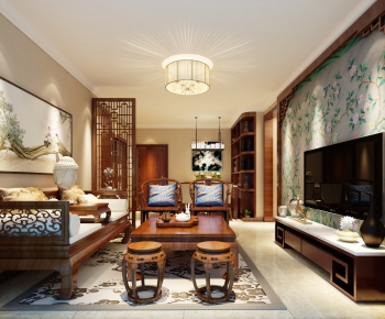New Chinese Style A Living Room-ID:626129841
