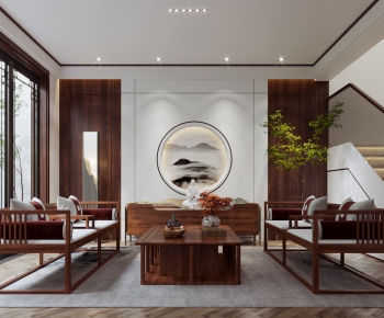 New Chinese Style A Living Room-ID:962965836