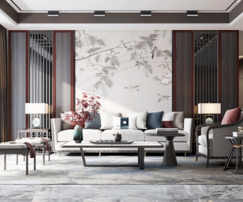 New Chinese Style A Living Room-ID:865608511