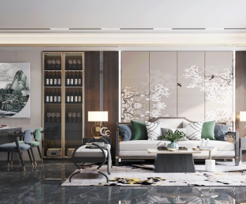 New Chinese Style A Living Room-ID:353109416