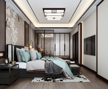 Modern New Chinese Style Bedroom-ID:801627734