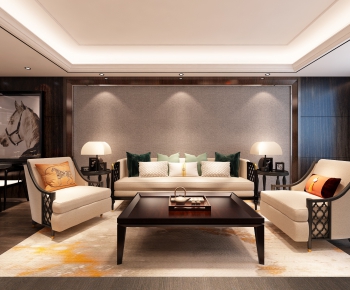 New Chinese Style A Living Room-ID:668919172