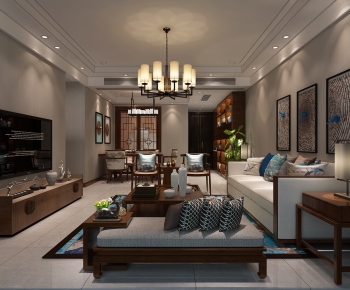 New Chinese Style A Living Room-ID:475806641