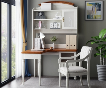 American Style Computer Desk And Chair-ID:702435835