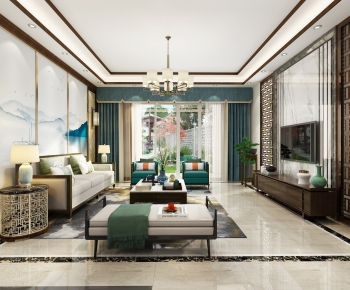 New Chinese Style A Living Room-ID:585283278