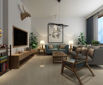 New Chinese Style A Living Room-ID:686348865