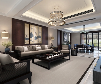 New Chinese Style A Living Room-ID:719904437