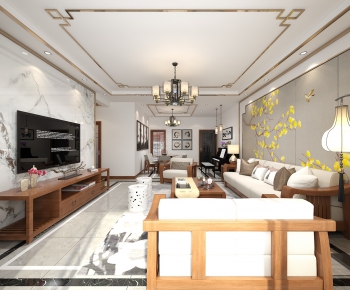 New Chinese Style A Living Room-ID:583595725
