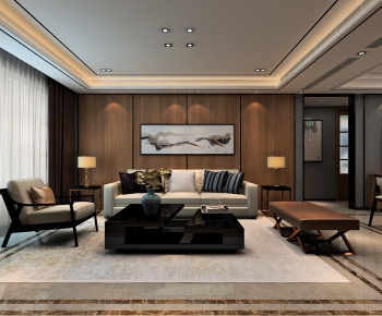 New Chinese Style A Living Room-ID:516386286