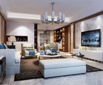 New Chinese Style A Living Room-ID:980225375