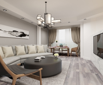 New Chinese Style A Living Room-ID:487252712