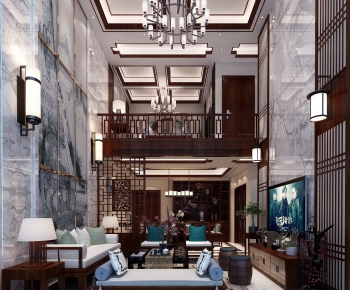 New Chinese Style A Living Room-ID:961979774