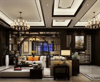 New Chinese Style A Living Room-ID:304655795