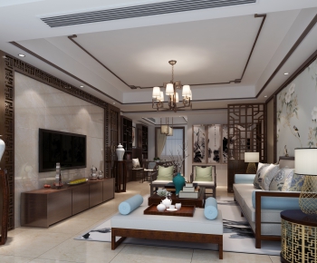 New Chinese Style A Living Room-ID:894146162