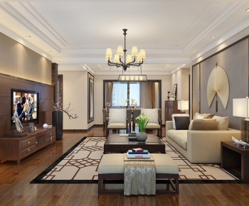 New Chinese Style A Living Room-ID:669570765