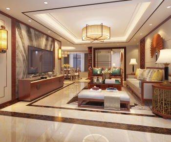 New Chinese Style A Living Room-ID:706722769