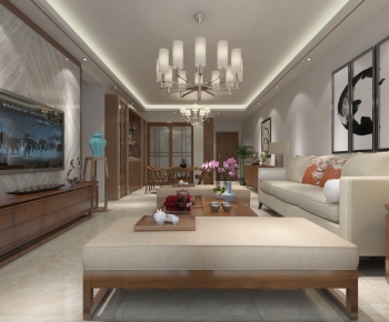 New Chinese Style A Living Room-ID:502533873