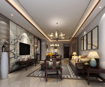 New Chinese Style A Living Room-ID:692257382