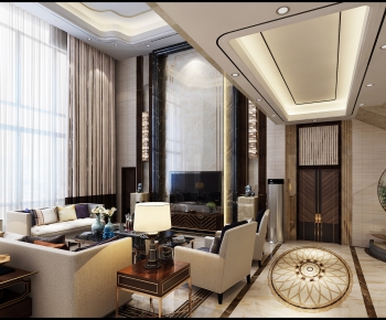 New Chinese Style A Living Room-ID:163079647