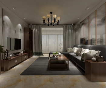 New Chinese Style A Living Room-ID:293731791