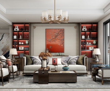 New Chinese Style A Living Room-ID:242253829