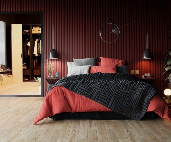 Nordic Style Double Bed-ID:810281959