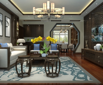 New Chinese Style A Living Room-ID:414773951