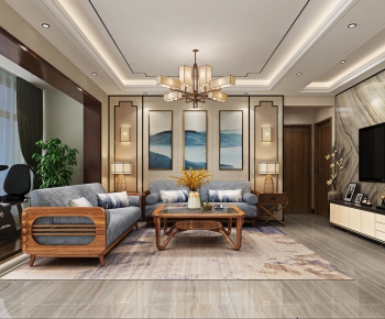 New Chinese Style A Living Room-ID:972110336