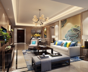 New Chinese Style A Living Room-ID:470948286