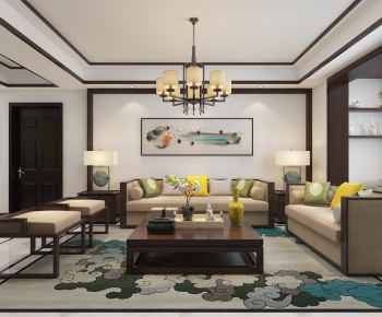 New Chinese Style A Living Room-ID:565636953