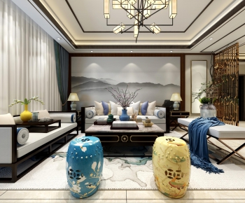 New Chinese Style A Living Room-ID:335656815