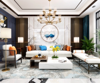 New Chinese Style A Living Room-ID:167391655