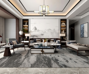 New Chinese Style A Living Room-ID:872532618