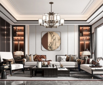 New Chinese Style A Living Room-ID:613045935