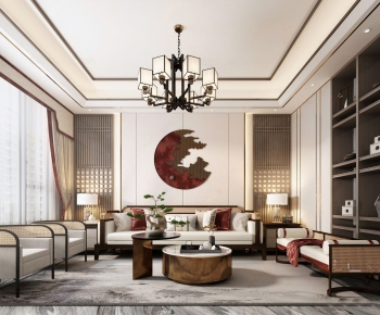 New Chinese Style A Living Room-ID:891628039