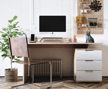 Modern Computer Desk And Chair-ID:632107975