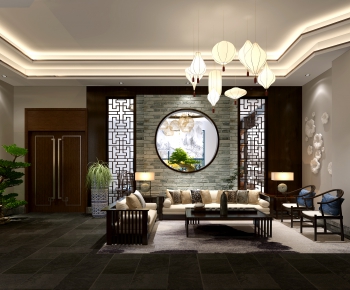 New Chinese Style A Living Room-ID:570633897