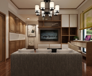 New Chinese Style A Living Room-ID:650824078
