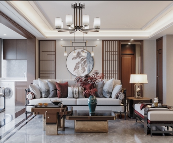 New Chinese Style A Living Room-ID:781193977