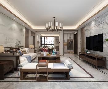 New Chinese Style A Living Room-ID:894303082