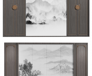 New Chinese Style TV Wall-ID:731981991