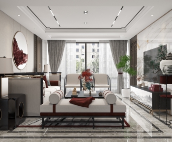 New Chinese Style A Living Room-ID:106179956