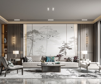 New Chinese Style A Living Room-ID:456496008