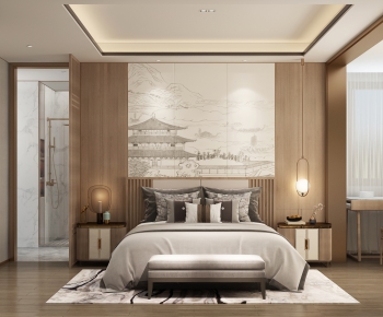 New Chinese Style Bedroom-ID:998991011